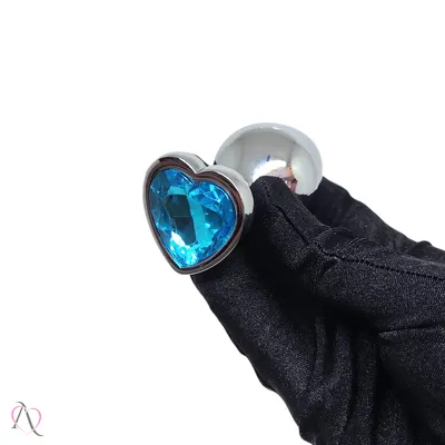 Plug Anal M Azul em Formato de Coração