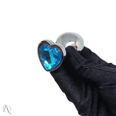 Plug Anal M Azul em Formato de Coração
