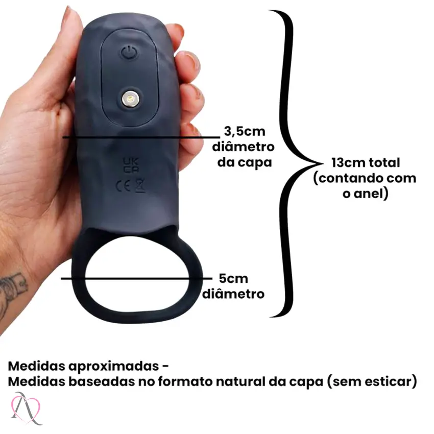 Capa Peniana com Vibrador e Anel Para Testículos 10 Modos de Vibração