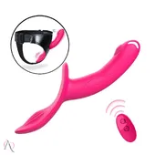 Cinta Peniana com Vibrador e Controle Remoto 10 Modos de Vibração cor Roxo - imagem 1