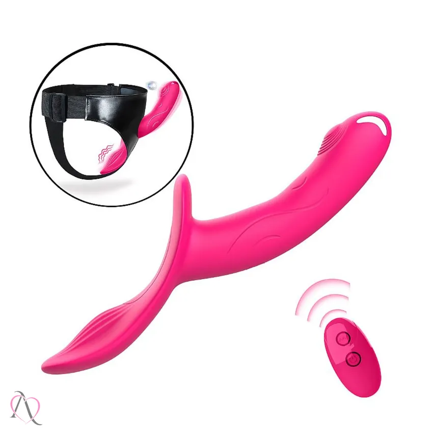 Cinta Peniana com Vibrador e Controle Remoto 10 Modos de Vibração cor Roxo