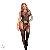 Bodystocking Macacão em Renda Cor Preto Tamanho Único - Y1436 - imagem 1