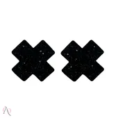 Par de Tapa Mamilo com formato de X Brilhante Cor Preto - imagem 5