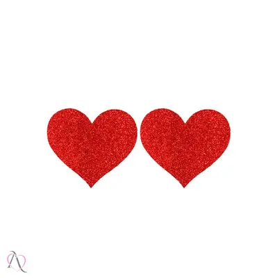 Par de Tapa Mamilo com formato de Coração Cor Vermelho Brilhante