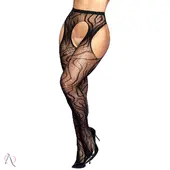 Meia Calça com Cinta Liga integrada Cor Preto Tamanho Único - Y4017 - imagem 4