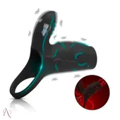 Capa Peniana com Anel e Vibrador Estimulador de Clitóris Cor Preto com 10 Modos de Vibração - imagem 1