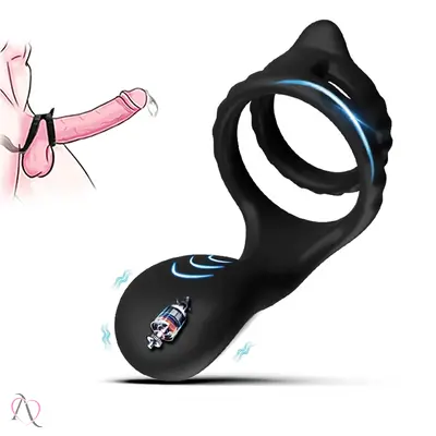 Anel Peniano com Estimulador de Próstata Recarregável com 10 Modos de Vibração