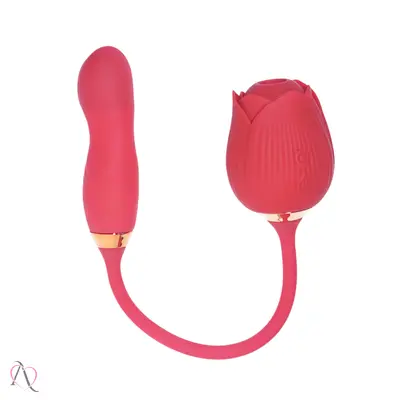 Vibrador para Ponto G com Pulsação de Clitóris Em Formato de Rosa 10 Modos de Vibração