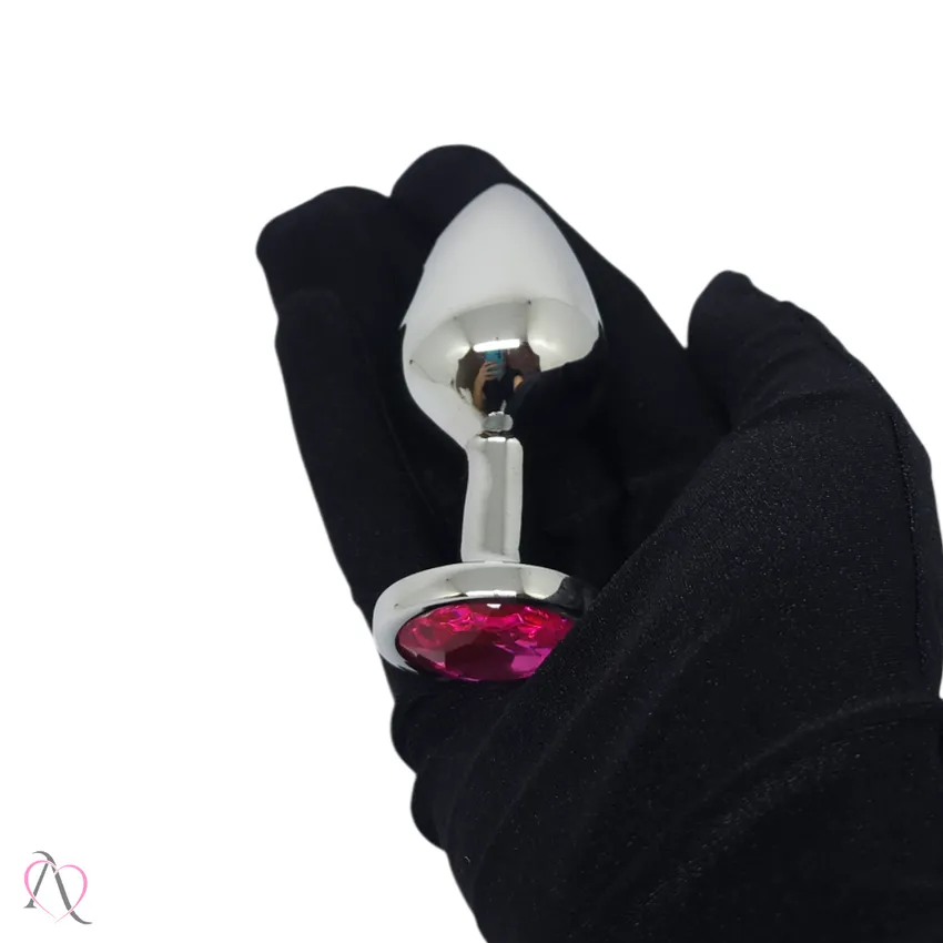 Plug Anal Médio cor Pink em Formato de Coração 8x3,4cm - Tamanho M
