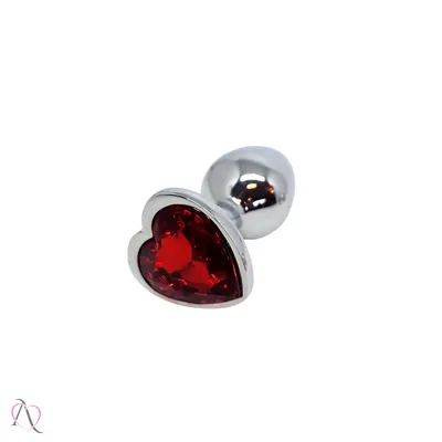 Plug Anal Pequeno Vermelho em Formato de Coração 7x2,8cm