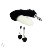 Kit Plug Anal P com Rabo, Grampo de Mamilo, Tiara e Gargantilha cor Preto - imagem 6