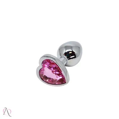 Plug Anal Pequeno Rosa em Formato de Coração 7x2,8cm