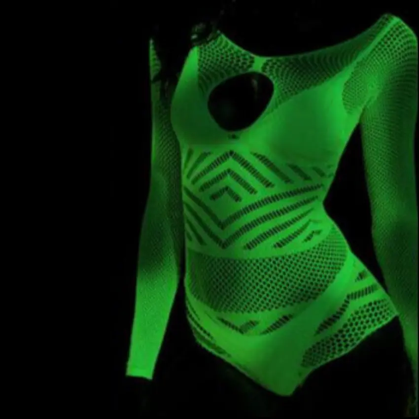 Body Arrastão que Brilha no Escuro cor Branco Tamanho Único - Y2146