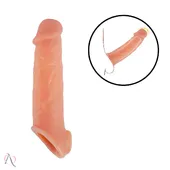 Capa Peniana Extensora 21x4cm com Anel Escrotal cor Bege - imagem 1