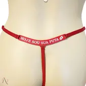 Calcinha com Frase que Brilha no Escuro HOJE SOU SUA PUTA Cor Vermelho - Tamanho Único - imagem 1