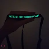 Calcinha com Frase que Brilha no Escuro QUERO SEU LEITINHO Cor Preto - Tamanho Único - imagem 3