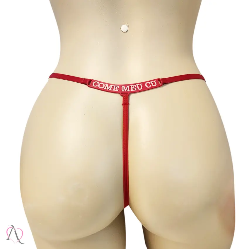 Calcinha com Frase que Brilha no Escuro COME MEU CU Cor Vermelho - Tamanho Único