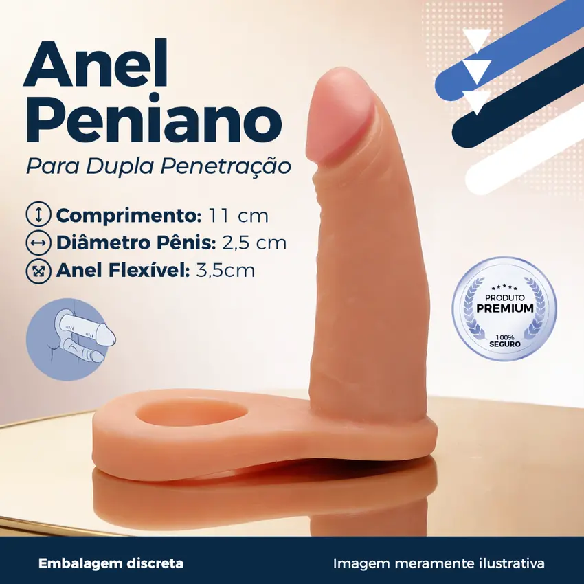 Anel Companheiro Para Dupla Penetração 11x2,5cm - Cor Bege