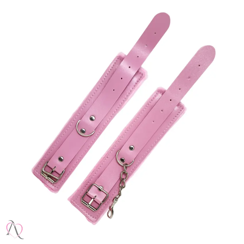 Algemas de Couro com Pelúcia Cor Rosa