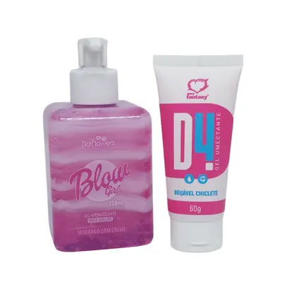 Kit Lubrificante D4 Chiclete e Hidratante Blow Girl Morango