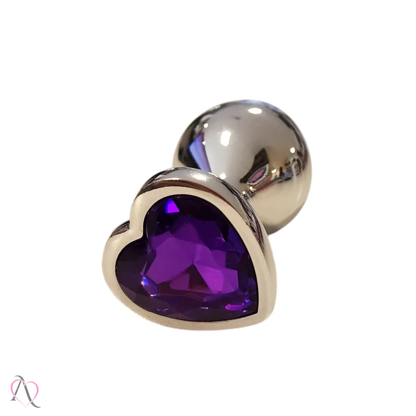 Plug Anal M Roxo em Formato de Coração Tamanho M