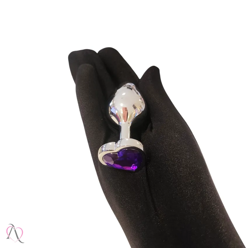 Plug Anal M Roxo em Formato de Coração Tamanho M