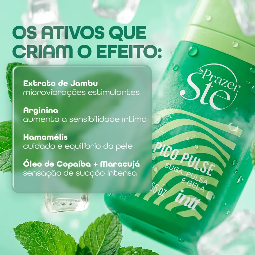 Excitante Pico Pulse Suga, Pulsa, Vibra e Esfria sabor Chiclete de Menta 16g