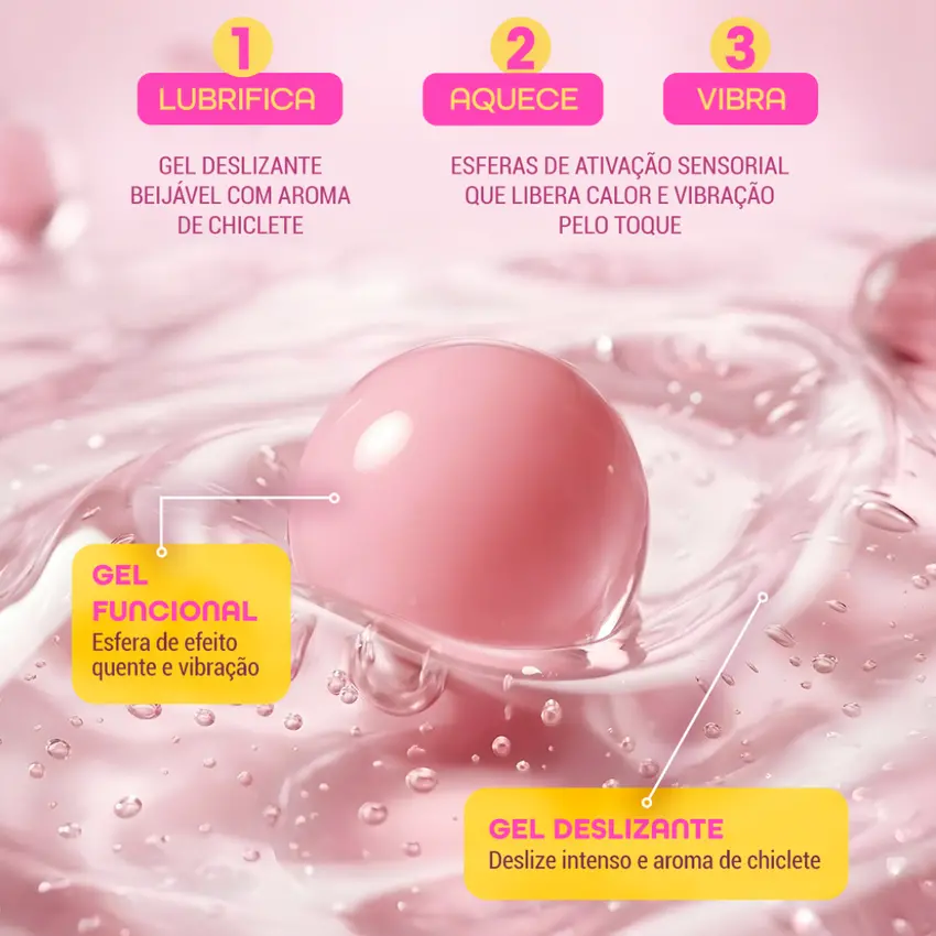 Lubrificante e Excitante Bubble Vibes sabor Chiclete