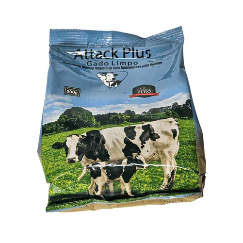 Attack Plus Gado Limpo 500g - Suplemento Mineral Vitamínico com Alho para Controle de Carrapato e Mosca-dos-Chifres em Bovinos | Agronese