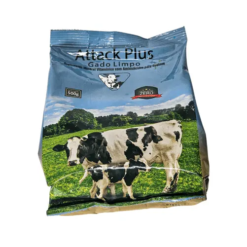 Attack Plus Gado Limpo 500g - Suplemento Mineral Vitamínico com Alho para Controle de Carrapato e Mosca-dos-Chifres em Bovinos | Agronese