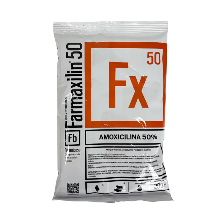 Farmaxilin 50 200g Amoxicilina Aves e Suínos | Farmabase