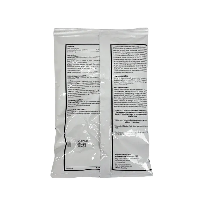 Farmaxilin 50 200g Amoxicilina Aves e Suínos | Farmabase