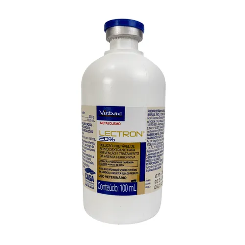 Lectron 20% 100ml - Ferro Dextrano Injetável para Prevenção da Anemia Ferropriva em Leitões | Virbac