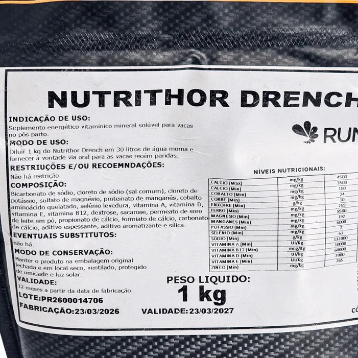 Nutrithor Drench 1kg Suplemento Mineral Bovinos | Rumo