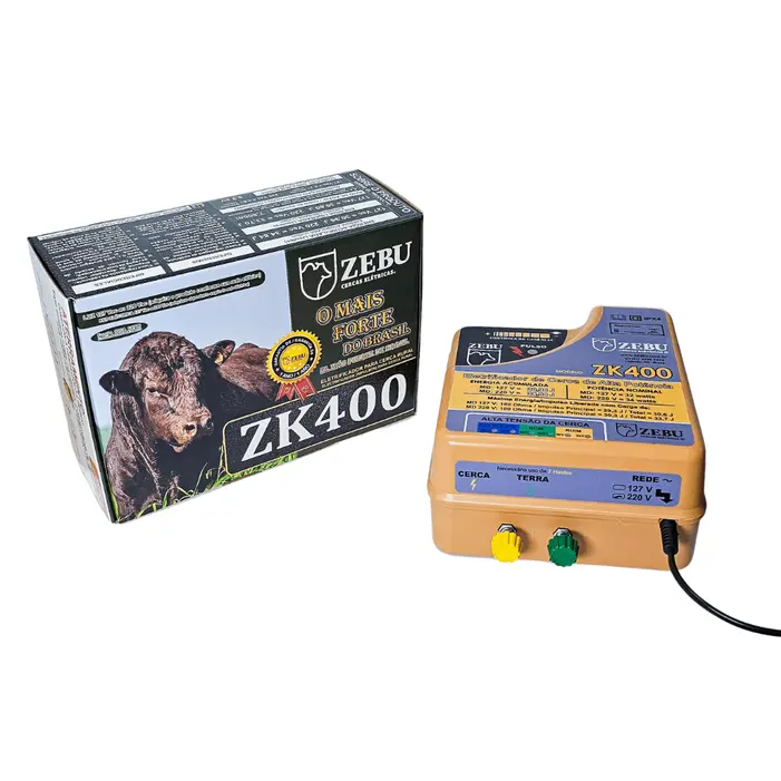 Eletrificador de Cerca Zebu ZK400 220V 400km Alta Potência