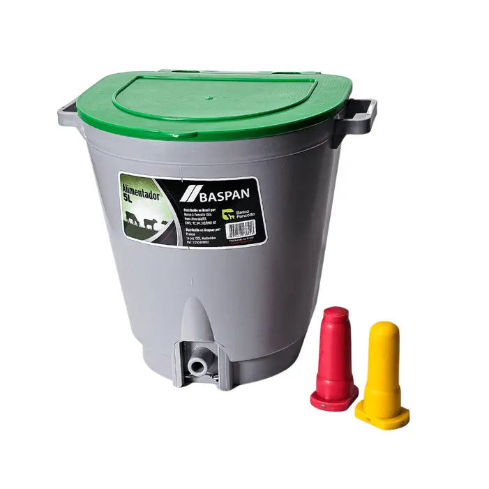 Alimentador 5L Baspan Balde Mamadeira Bezerro 2 Bicos