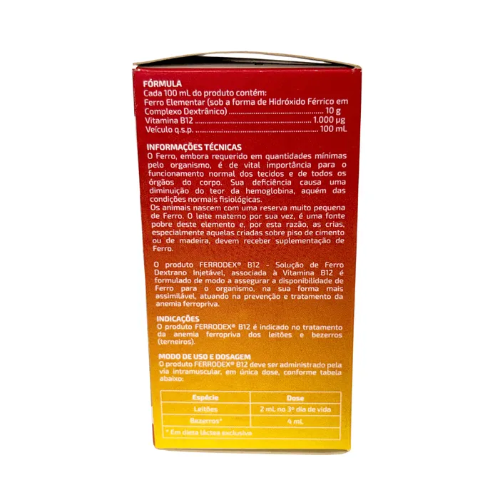 Ferrodex B12 50ml Ferro Dextrano Leitões Bezerros JA