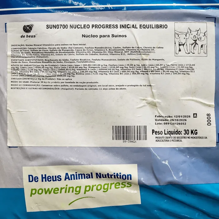 Núcleo Progress Crescimento 30kg Suínos Engorda De Heus