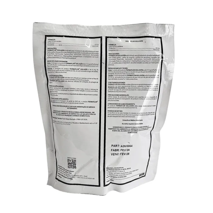 Farmaflor Solução 500ml Florfenicol 10% Aves e Suínos