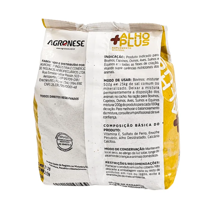 +Alho Plus 1kg Suplemento Mineral com Alho Agronese