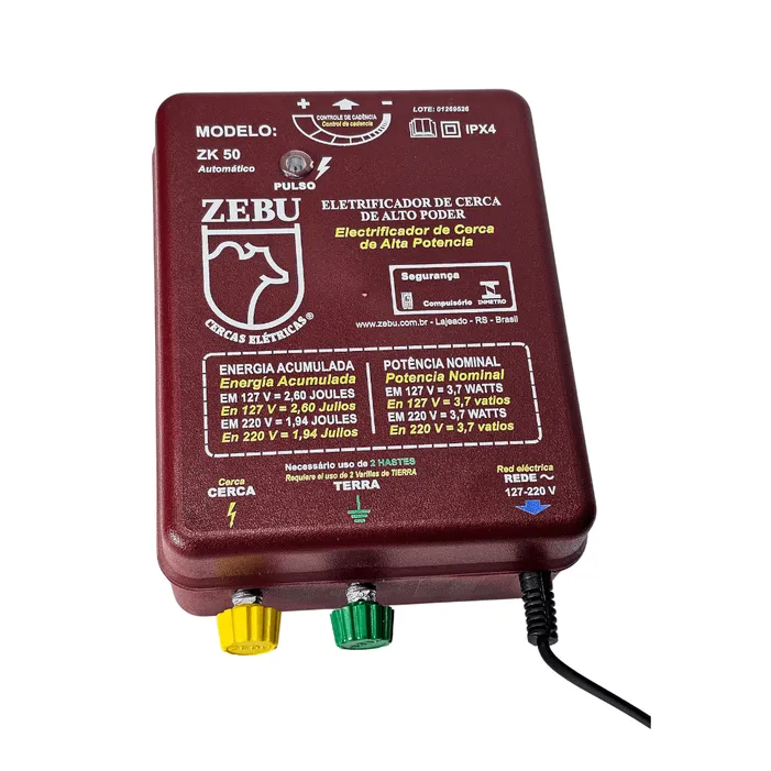 Eletrificador de Cerca Zebu ZK50 Automático 2,6J Bivolt