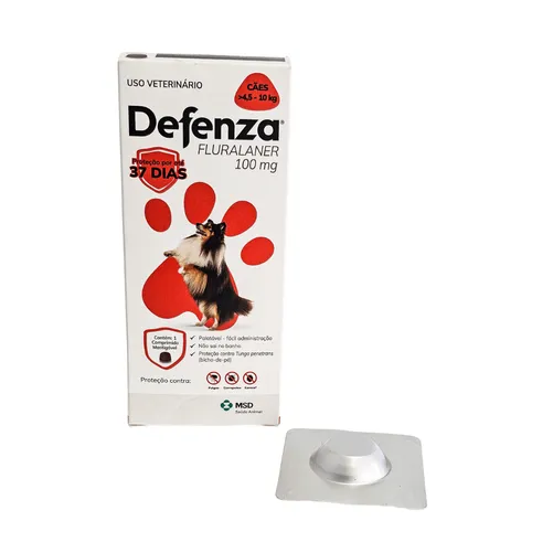 Defenza 100mg - Fluralaner Antipulgas e Carrapatos para Cães de 4,5 a 10kg | MSD