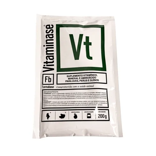 Vitaminase 200g - Suplemento Vitamínico, Mineral e Aminoácido para Aves, Perus e Suínos | Farmabase