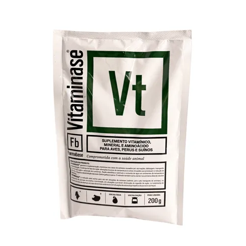 Vitaminase 200g - Suplemento Vitamínico, Mineral e Aminoácido para Aves, Perus e Suínos | Farmabase