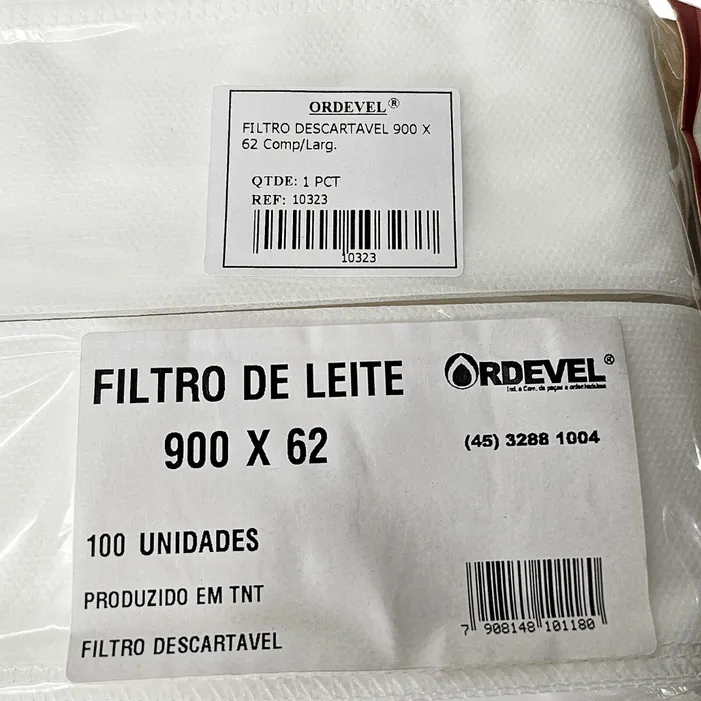 Filtro de Leite Descartável 900x62 TNT 100un Ordevel