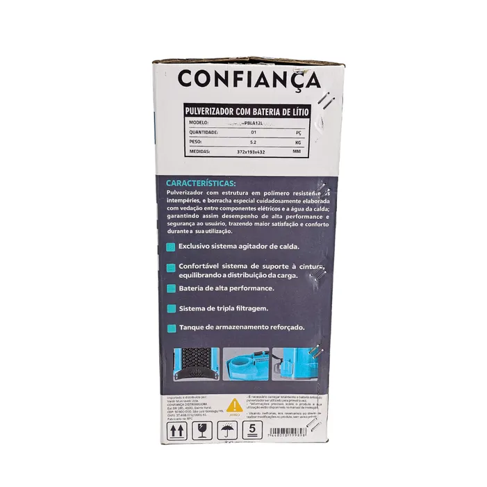 Pulverizador Elétrico 12L Bateria Lítio Mixer Confiança