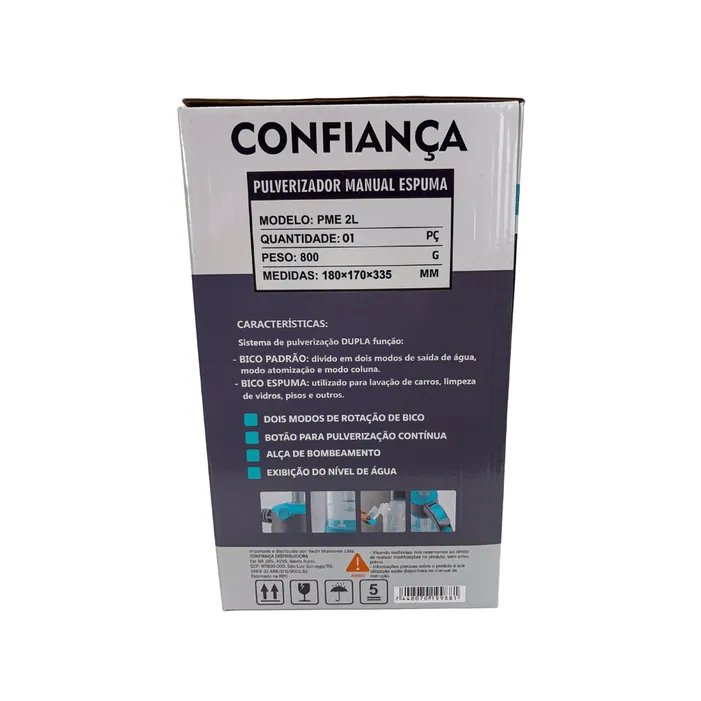 Pulverizador Manual 2L Líquido e Espuma Confiança PME 2L
