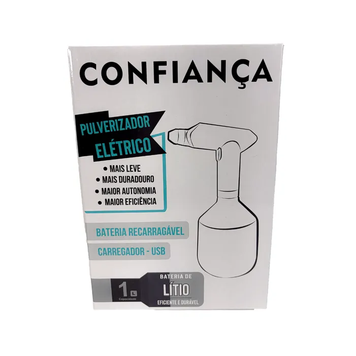 Pulverizador Elétrico 1L Bateria Lítio USB Confiança PBL1L