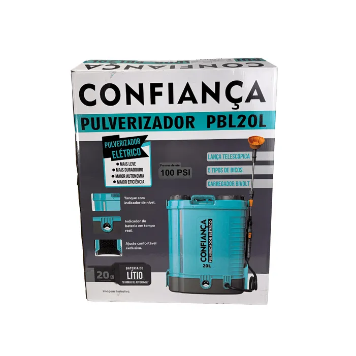 Pulverizador Elétrico 20L Confiança Bateria Lítio 100PSI