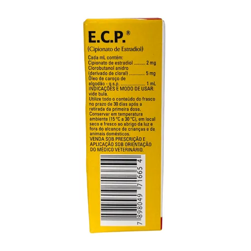 E.C.P. 10ml - Cipionato de Estradiol 2mg/mL Hormônio Estrogênico Injetável de Uso Veterinário | Zoetis